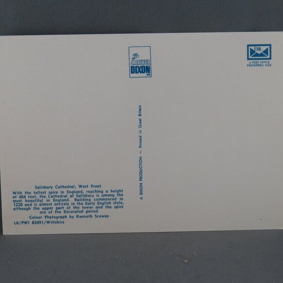 Vintage Postcard - Salisbury Cathedral West Front - Dixon Productions - Picture 2 of 4